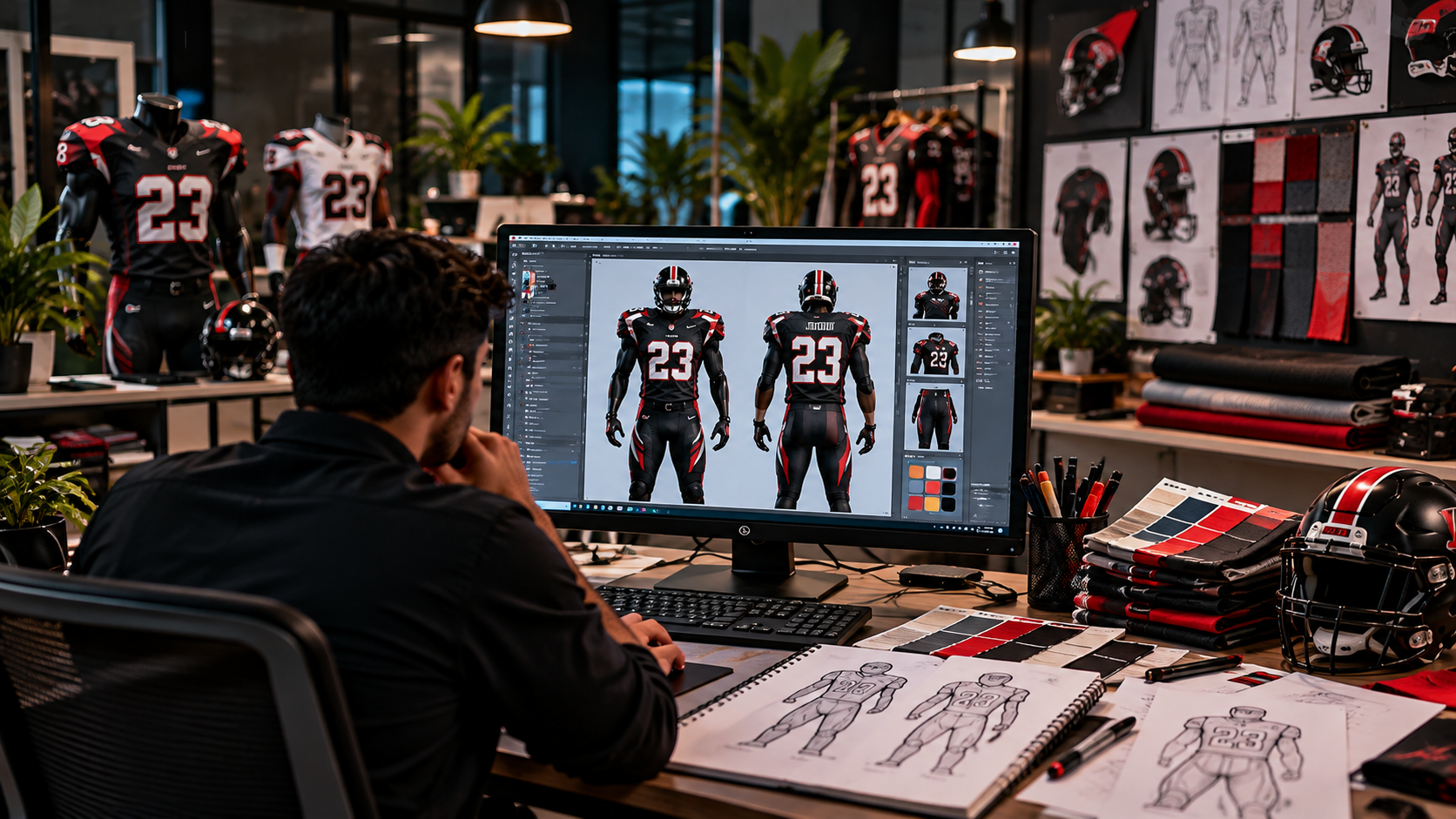 Custom sportswear digital mockup design process